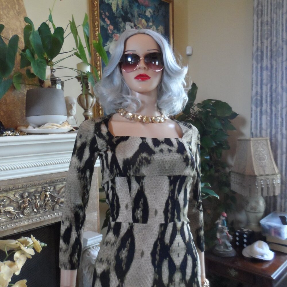 Roberto Cavalli Brown/Beige Python Print Sheath D… - image 3